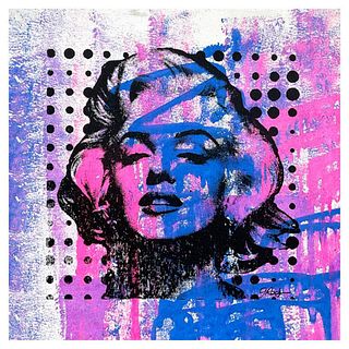 Gail Rodgers, "Marilyn Monroe" One-of-a-Kind Hand Pulled Silkscreen on Canvas, Hand Signed with Letter of Authenticity