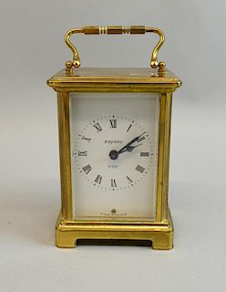 Brass and glass carriage clock, 17cm high,