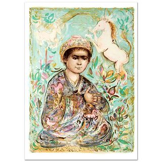 Little Rajah and the Unicorns Limited Edition Lithograph (29.5" x 41.5") by Edna Hibel (1917-2014), Numbered and Hand Signed with Certificate of Authe