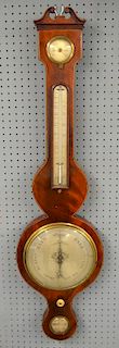 19th century mahogany banjo barometer by J Somalvico & Co. of London, 97cm long,