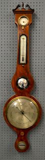 19th century mahogany banjo barometer, 102cm