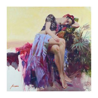 Pino (1939-2010), "Siesta" Limited Edition Artist-Embellished Giclee on Canvas. Numbered and Hand Signed with Certificate of Authenticity.