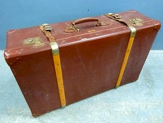 Vintage leather suite case  77cm wide and another suit case