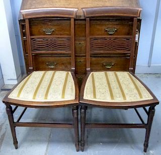 Set of three Warring and Gillows mahogany single chairs with padded seats