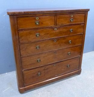19th century mahogany chest of two short and four long graduated drawers 120cm x 116cm