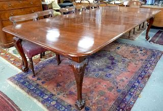 Late 19th century early 20th century mahogany extending dining table on carved legs with  ball and claw feet ,  top 153 cm x 