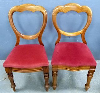 Set of ten 19th century balloon back dining chairs with drop in seats on turned legs,