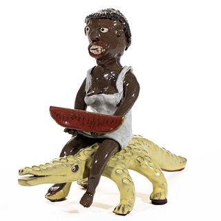 SIGNED "MARVIN BAILEY", SOUTH CAROLINA CONTEMPORARY EARTHENWARE / REDWARE FIGURAL GROUP