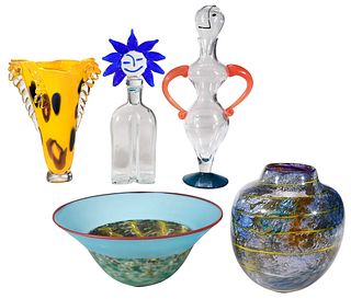 Five Pieces of Contemporary Art Glass
