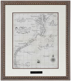 Robert Dudley - 17th Century Coastal Map of the Southeast