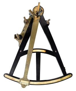 Early Brass and Ebonized Sextant by Samuel Breck