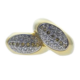 18k Gold Fancy White Diamond Hoop Earrings