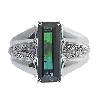 Platinum Diamond Tourmaline Ring