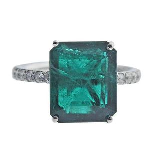 3.78ct Emerald Diamond Platinum Ring