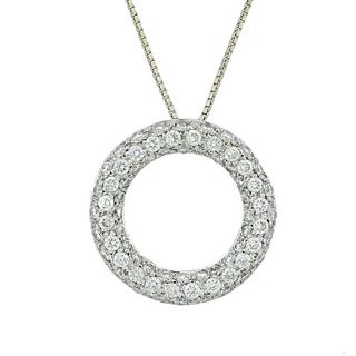 18k Gold Diamond Circle Pendant Necklace