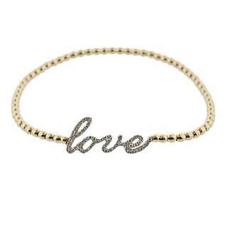 18k Gold Diamond Love Flexible Beaded Bracelet