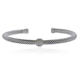David Yurman Silver Diamond Cable Bracelet