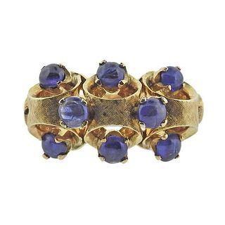 14k Gold Sapphire Cabochon Ring