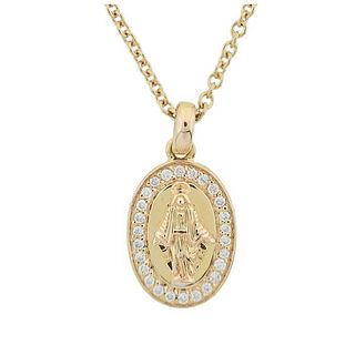 18k Gold Diamond Virgin Mary Pendant Necklace