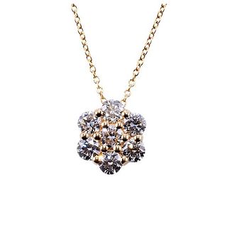 14k Gold Diamond Cluster Pendant Necklace