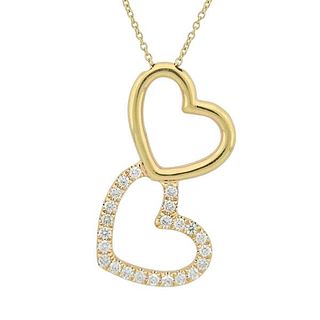 18k Gold Diamond Open Heart Pendant Necklace
