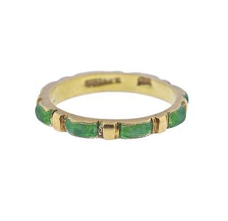 Tiffany &amp; Co 18k Gold Green Enamel Band Ring