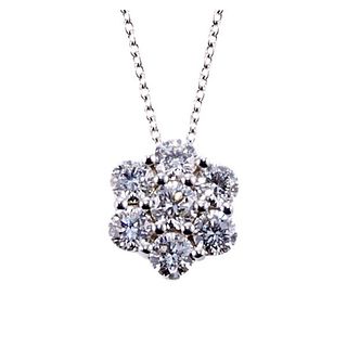 14k Gold Diamond Cluster Pendant Necklace