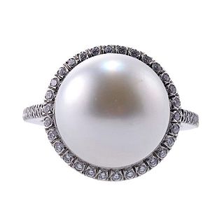 Tiffany &amp; Co Noble South Sea Pearl Diamond Platinum Ring