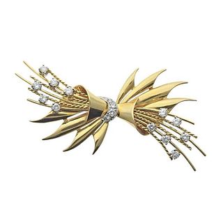 Jabel 18k Gold Diamond Brooch Pin
