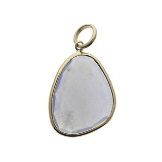 14k Gold Faceted Chalcedony Pendant