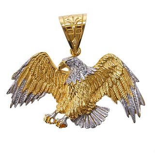 18k Two Tone Gold Diamond Eagle Pendant
