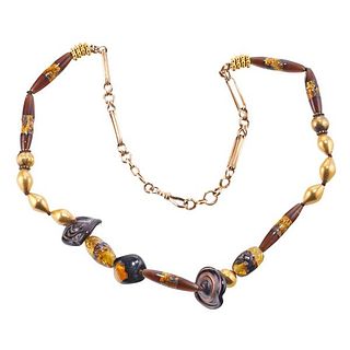 Lori Goldstein Glass 14k Gold Necklace