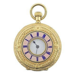 JW Benson 18k Gold Enamel Pocket Watch 