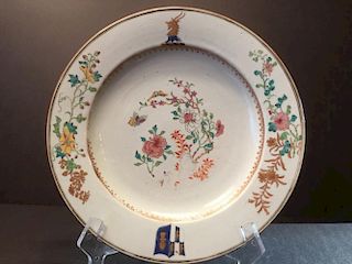 ANTIQUE Chinese Large Famille Rose Charger Plate, early 18th C. Yongzheng period. 12 1/2" diameter