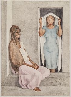 Francisco Zuniga (1912-1998), "El Rebozo Blanco," 1986, Lithograph in colors on paper, Image/Sheet: 30"H x 21.375" W