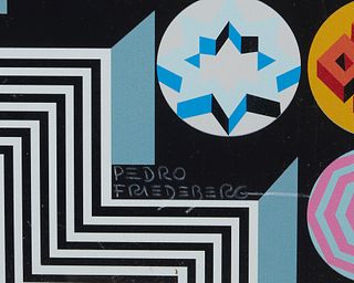Pedro Friedeberg (b. 1936), "El Camino de Virtud," Screenprint in colors on paper in artist's frame, Sight: 27" H x 27" W