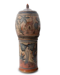 A Tonala brunido pottery water cooler