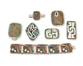 A group of Enrique Ledesma hardstone inlay jewelry
