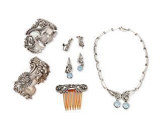 A group of Margot de Taxco silver jewelry