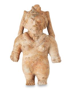 A Jama-Coaque ceramic standing figure