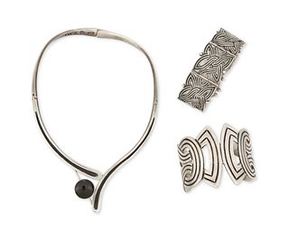 A group of Mexican silver jewelry