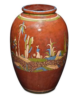A large Tlaquepaque pottery oil jar