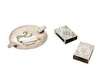 A group of Margot de Taxco silver and enamel smoking items