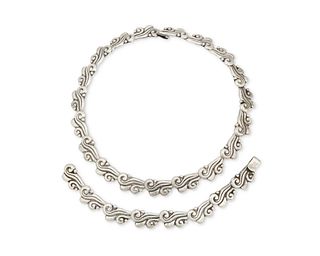 A Los Castillo silver necklace and matching bracelet