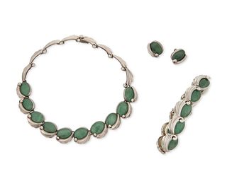 A set of Antonio Pineda silver and aventurine quartz jewelry