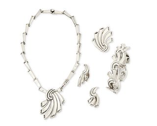 A set of Margot de Taxco silver jewelry