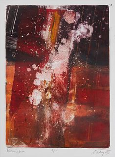 Angel "Andy" Eusebio Rivero Sierra, (b. 1965), "Monotipia," 2003, Monotype in colors on paper, Plate: 15.75" H x 11.25" W; Sight: 17.25" H x 12.5" W