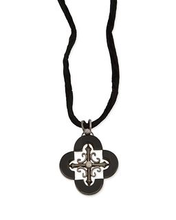 An Antonio Pineda silver and onyx quatrefoil necklace