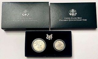 1992 Columbus Quincentenary Commemorative Silver Dollar Set (2-coins)