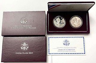 1999 Dolley Madison Commemorative Proof Silver Dollars (2-coins)